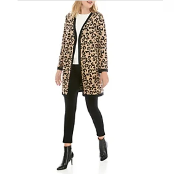 Leopard Jacquard Duster Cardigan - Picture 1 of 3